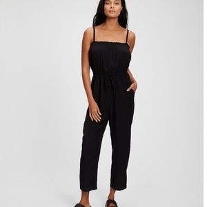 Black smocked jumpsuit Gap